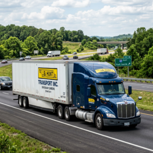 J.B. Hunt tractor-trailer traveling on Interstate 40 near Fort Smith exit